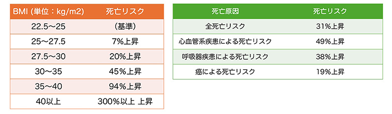 BMIと死亡リスク・死亡原因と死亡リスク